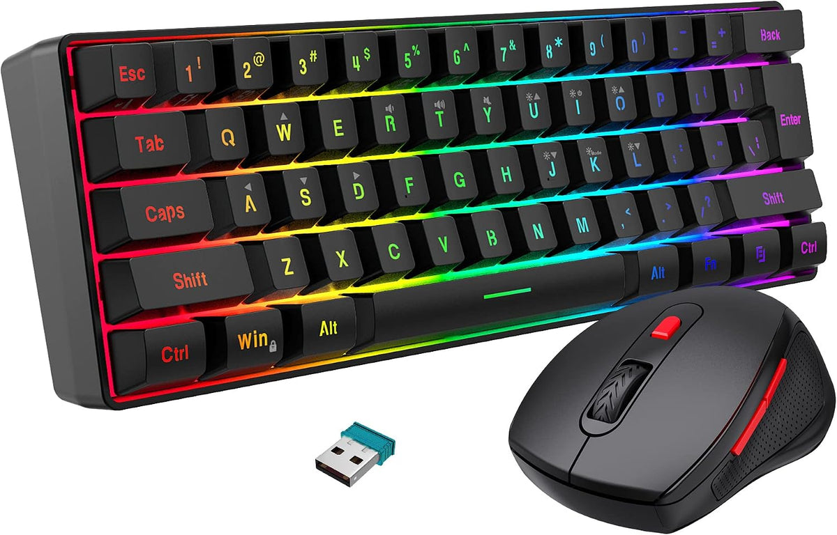 Snpurdiri 60% Wireless Gaming Keyboard and Mouse Combo, Include 2.4G Small Mi...