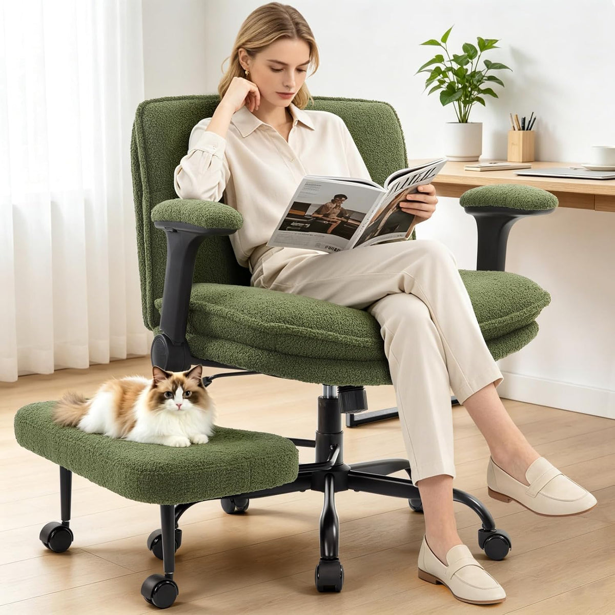 IWMH Cross Legged Office Chair with Flip-up Armrests for ADHD, Extra Wide