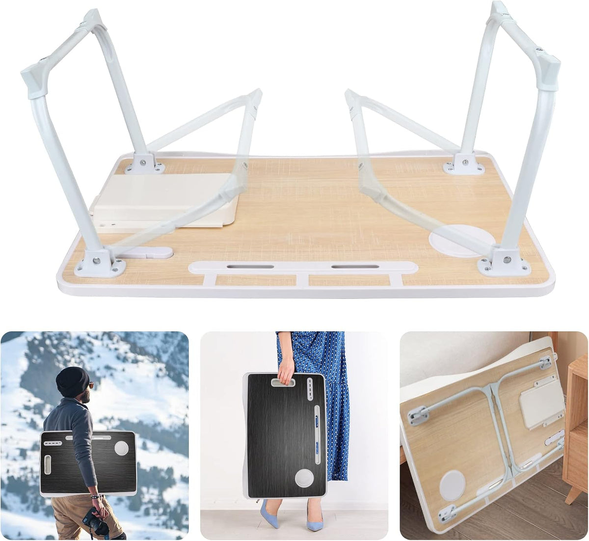 Laptop Bed Table, Laptop Desk for Bed, Foldable Laptop Bed Desk with USB Char...