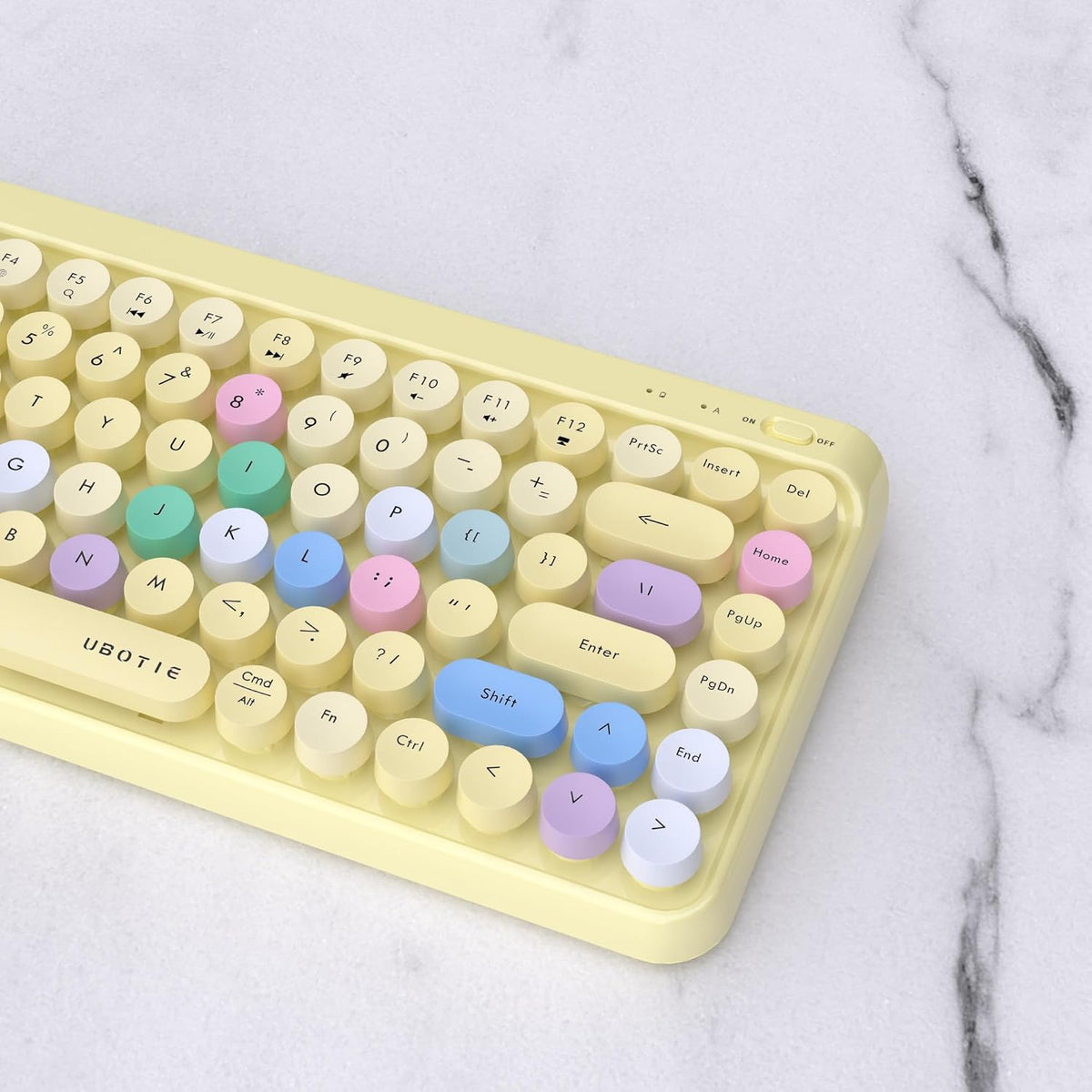 UBOTIE Portable Bluetooth Colorful Keyboards (Yellow-Colorful)