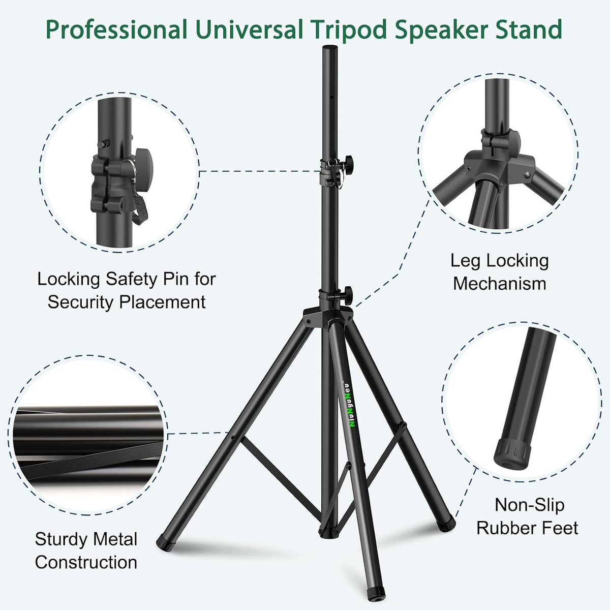 Pair of Speaker Tripod Stands 43.7"-70.8" PA DJ 35mm Mount Insert