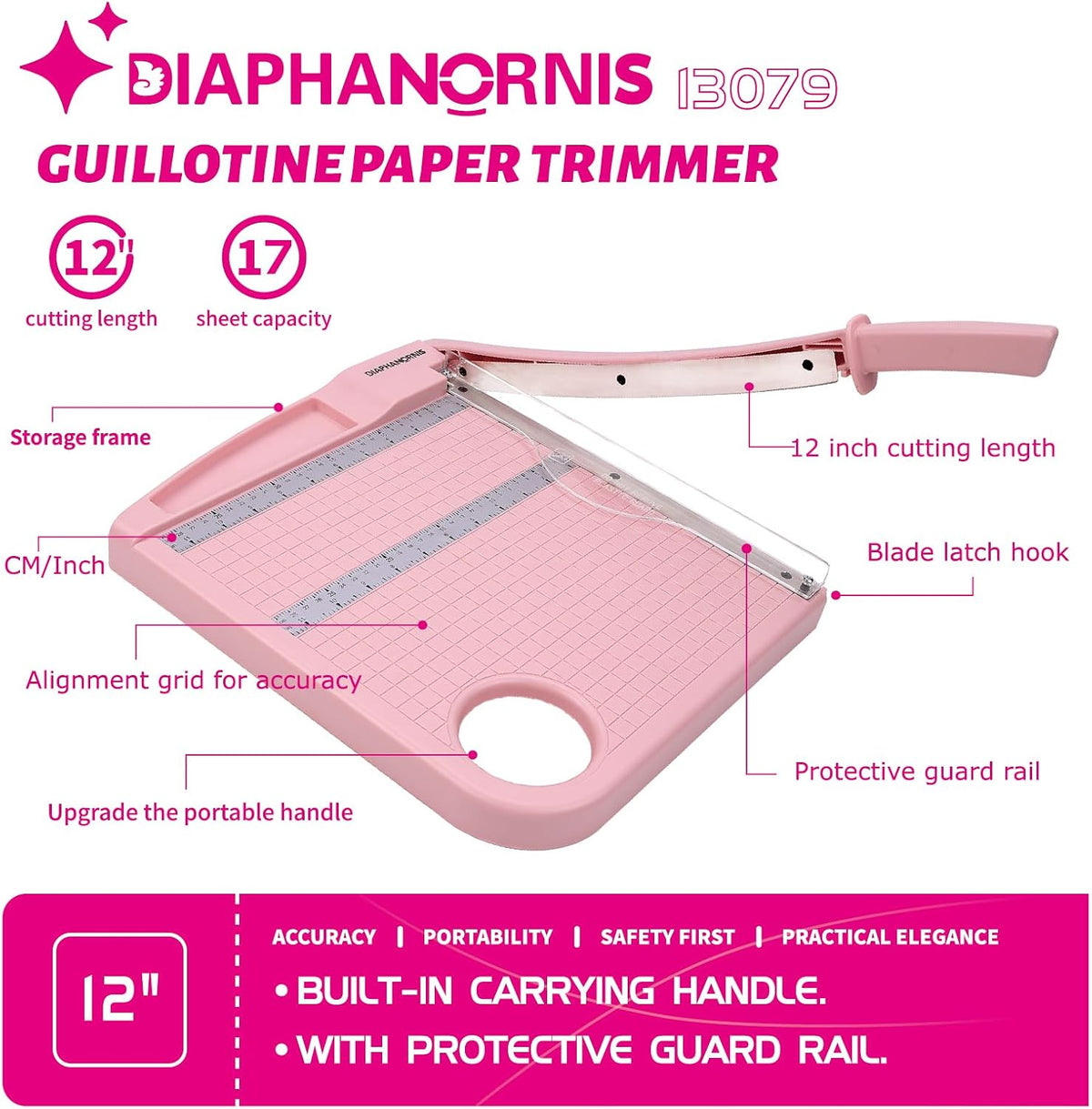 12" Paper Cutter, Precision Cut with Safety Protection and Blade Lock, 1...