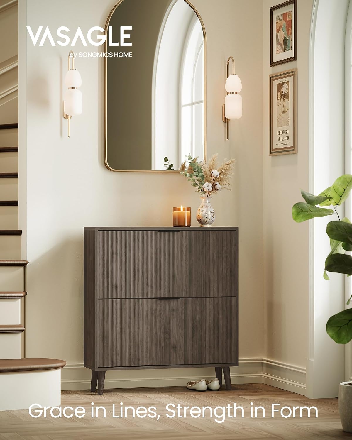 VASAGLE MAXE Collection - Shoe Storage Cabinet with 2 Flip Drawers, Freestand...