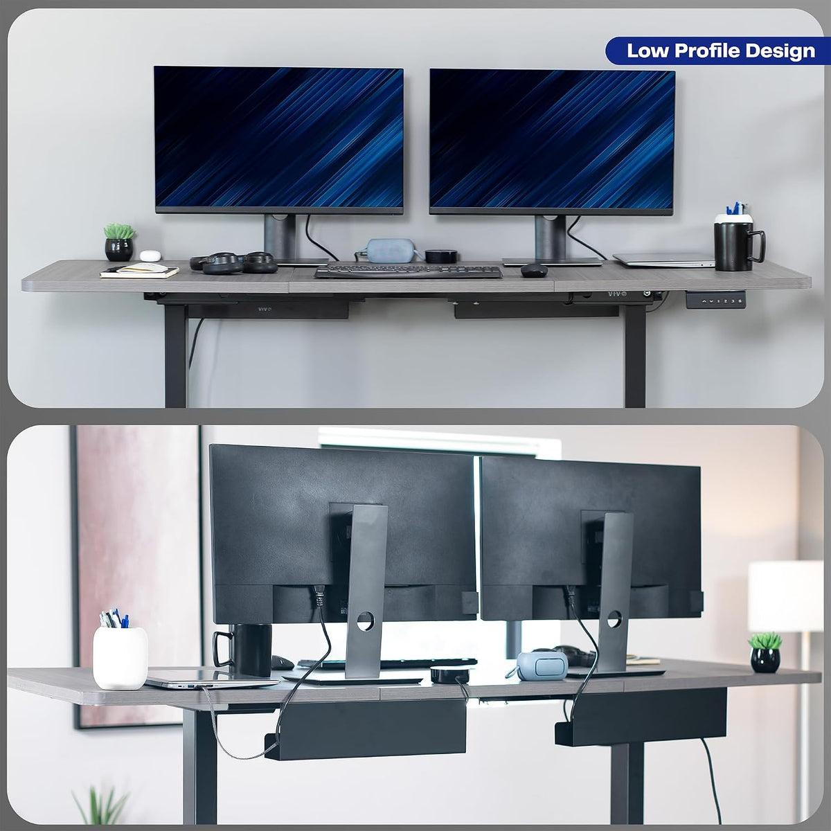 VIVO 2 Pack Black 17 in Under Desk Cable Management Tray, DESK-AC06-2C