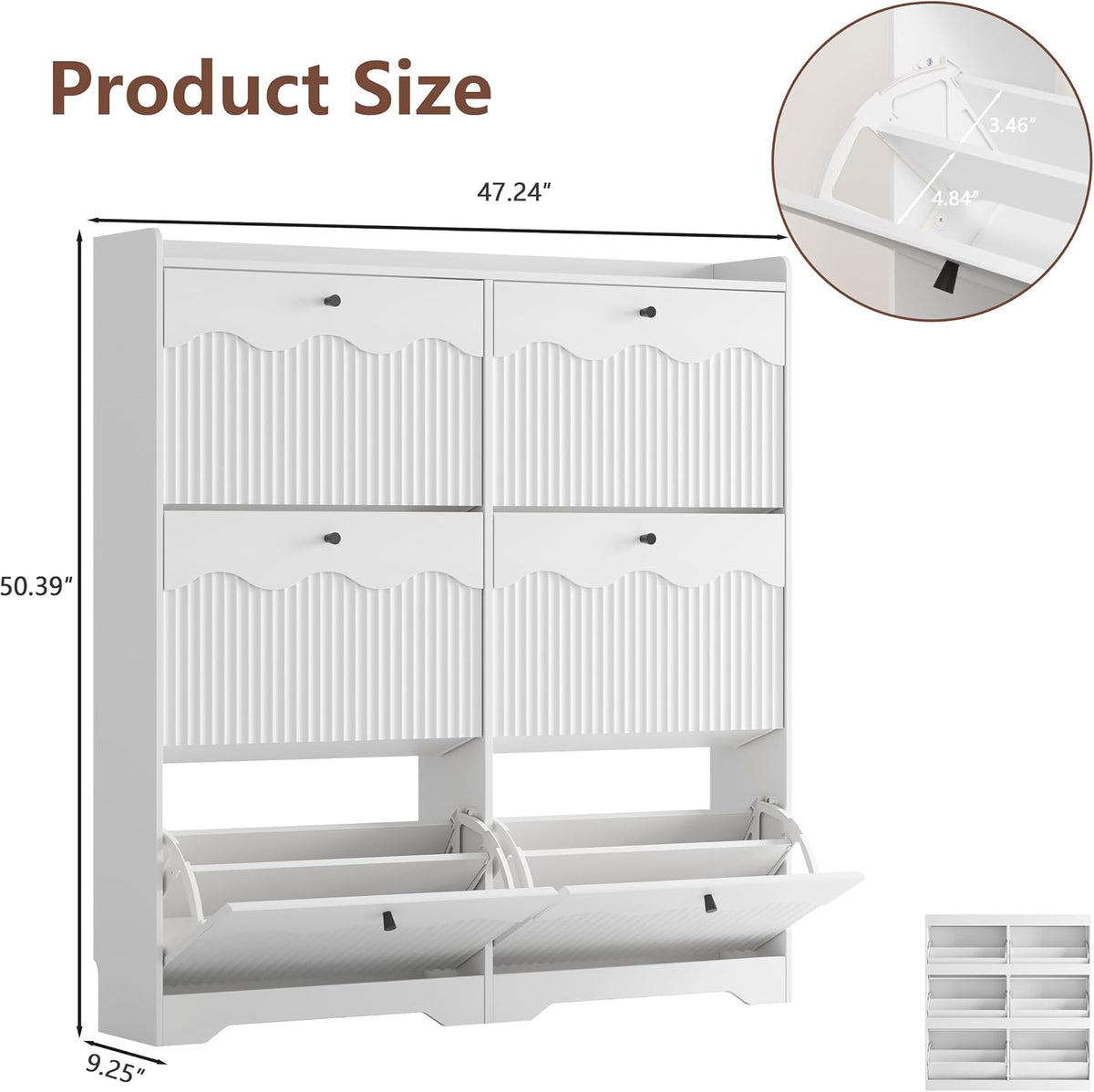 HUANLEGO Shoe Cabinet Storage for Entryway with 6 Flip Drawers, White