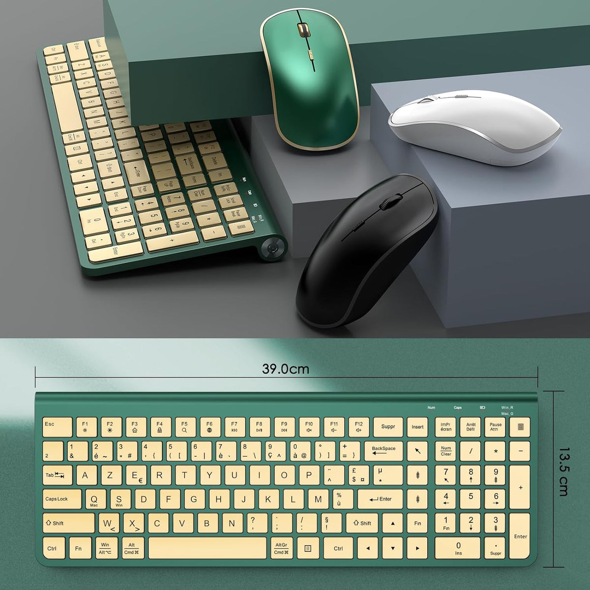 JOYACCESS Wireless Keyboard and Mouse Combo,2.4G Ergonomic Typewriter Keyboar...