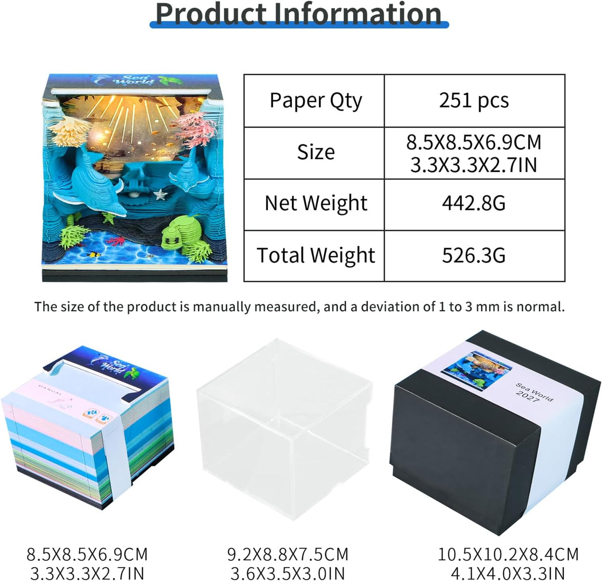 3D Time Piece Calendar, 2027 Desk Calendar With LED Light, 3d Tree Memo Pad C...
