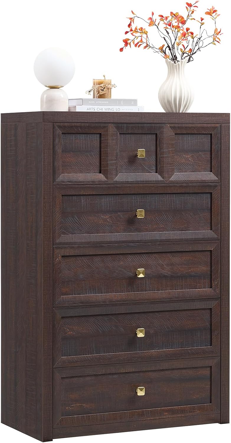 5 Drawers Dresser for Bedroom, 45.7" Tall Large Dresser & Chests of ...