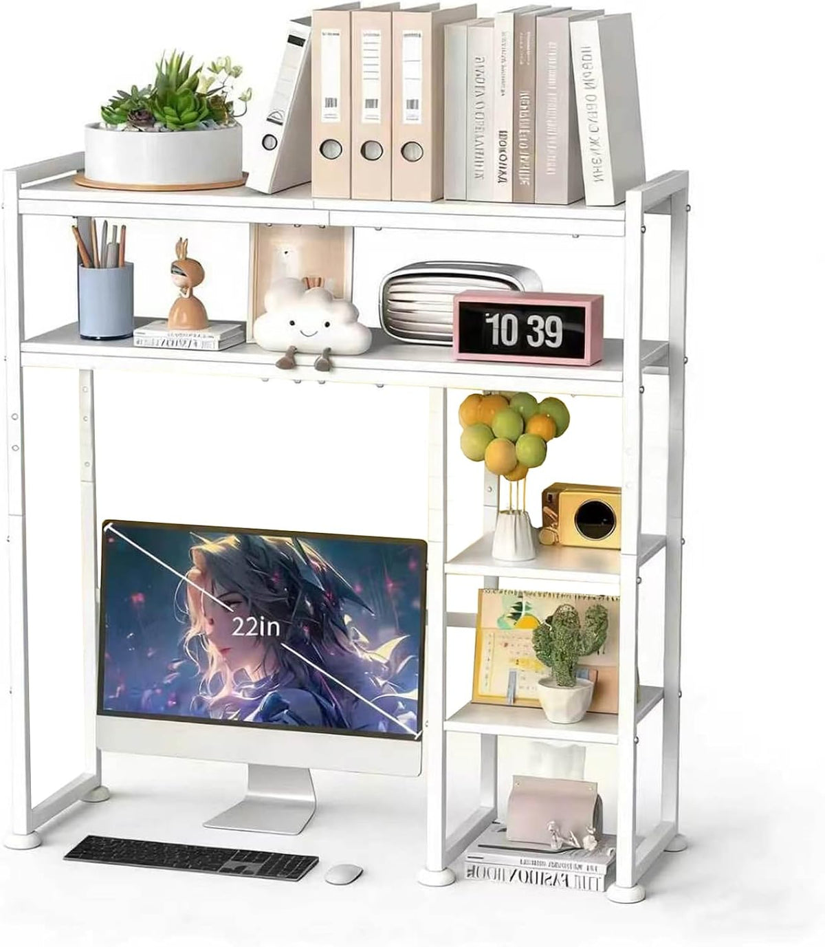 Aetheris Desktop Organizer Shelf, 30" Wooden Office Storage Rack, Displa...