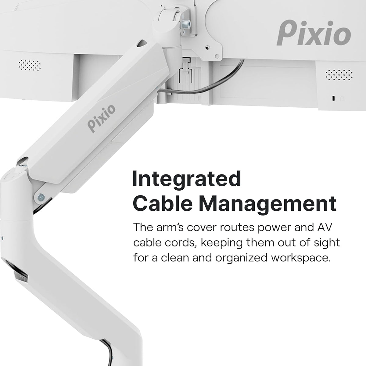 Pixio PS2D White Ultrawide Heavy-Duty Premium Dual Monitor Arm Stand Desk Mou...