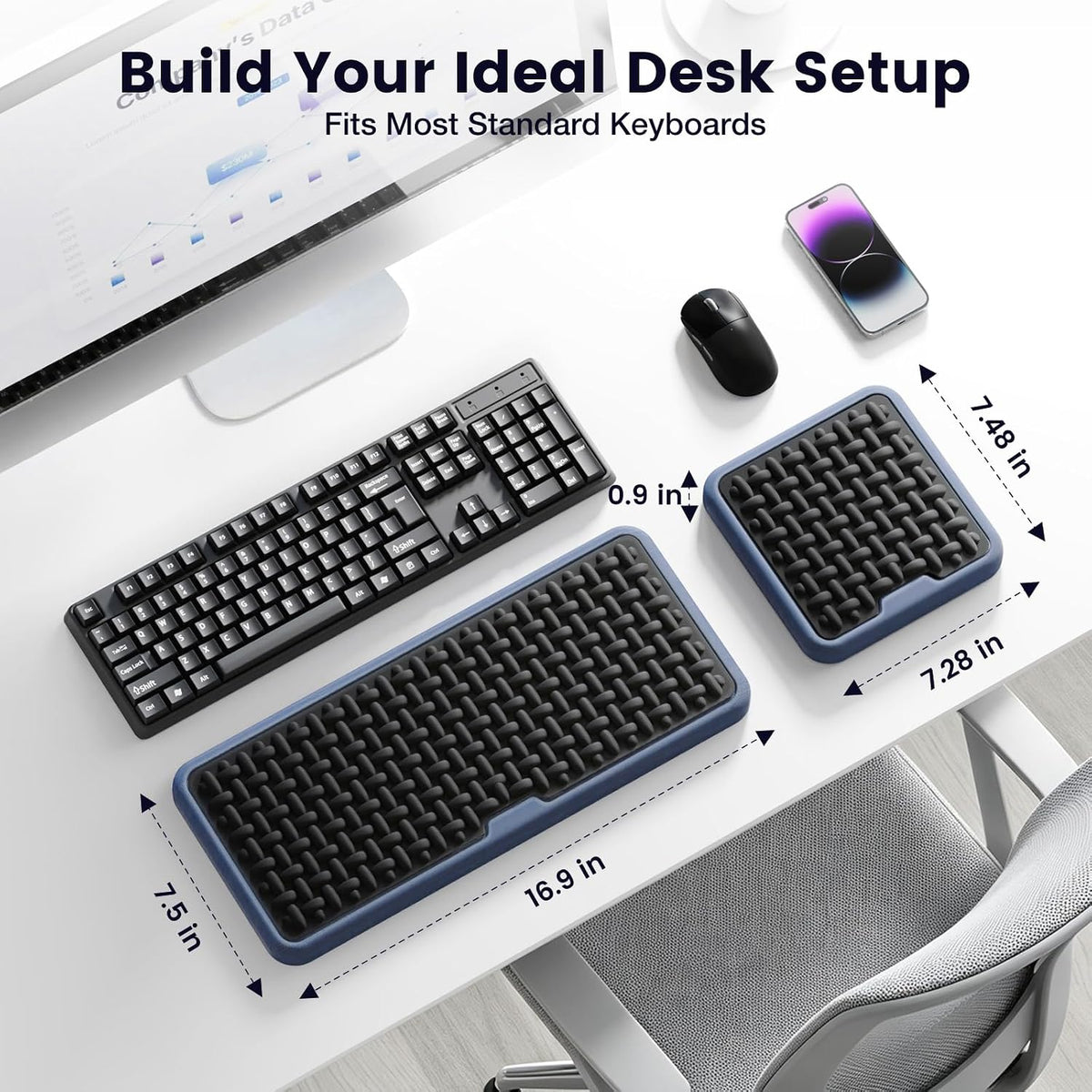 MEKASS Extra Large Wide Wrist Rest Set for Keyboard and Mouse, Ergonomic Memo...