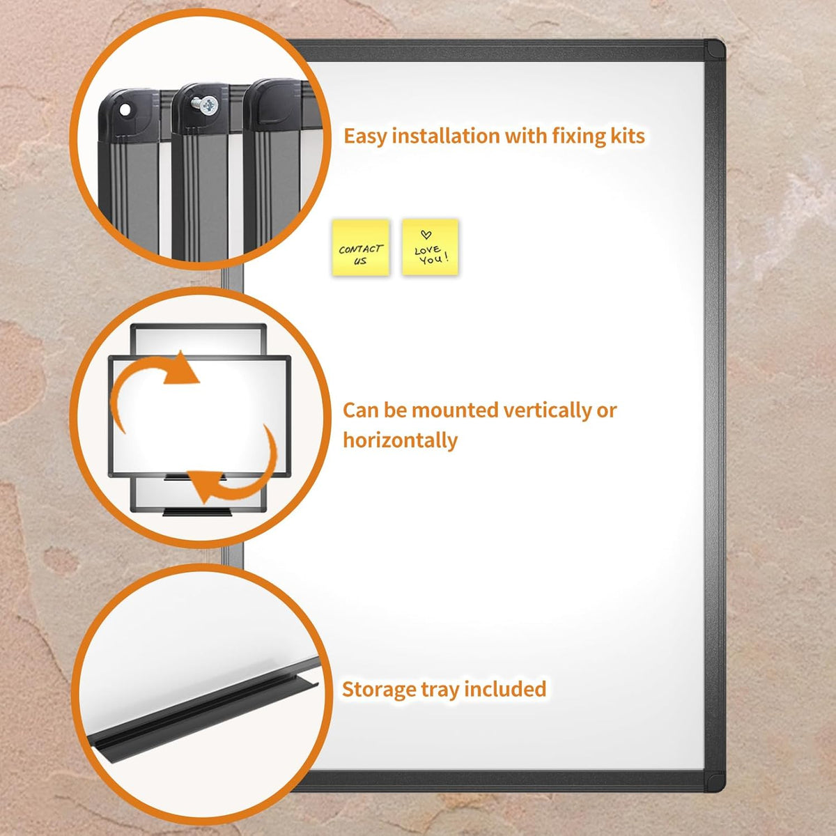VIZ-PRO Magnetic Dry Erase Board, 48 x 36 Inches, Black Aluminium Frame