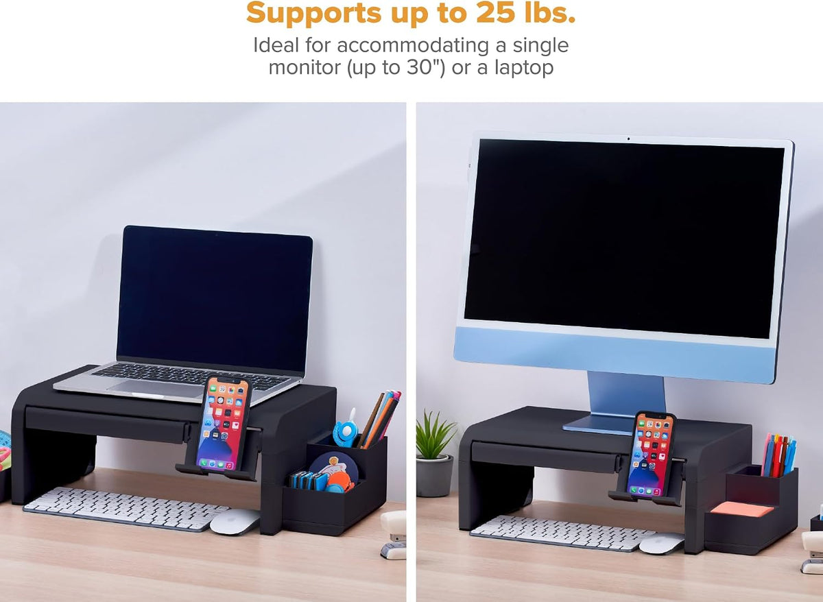 Bostitch Konnect Adjustable Monitor Riser with Drawer, Cell Phone Stand &...