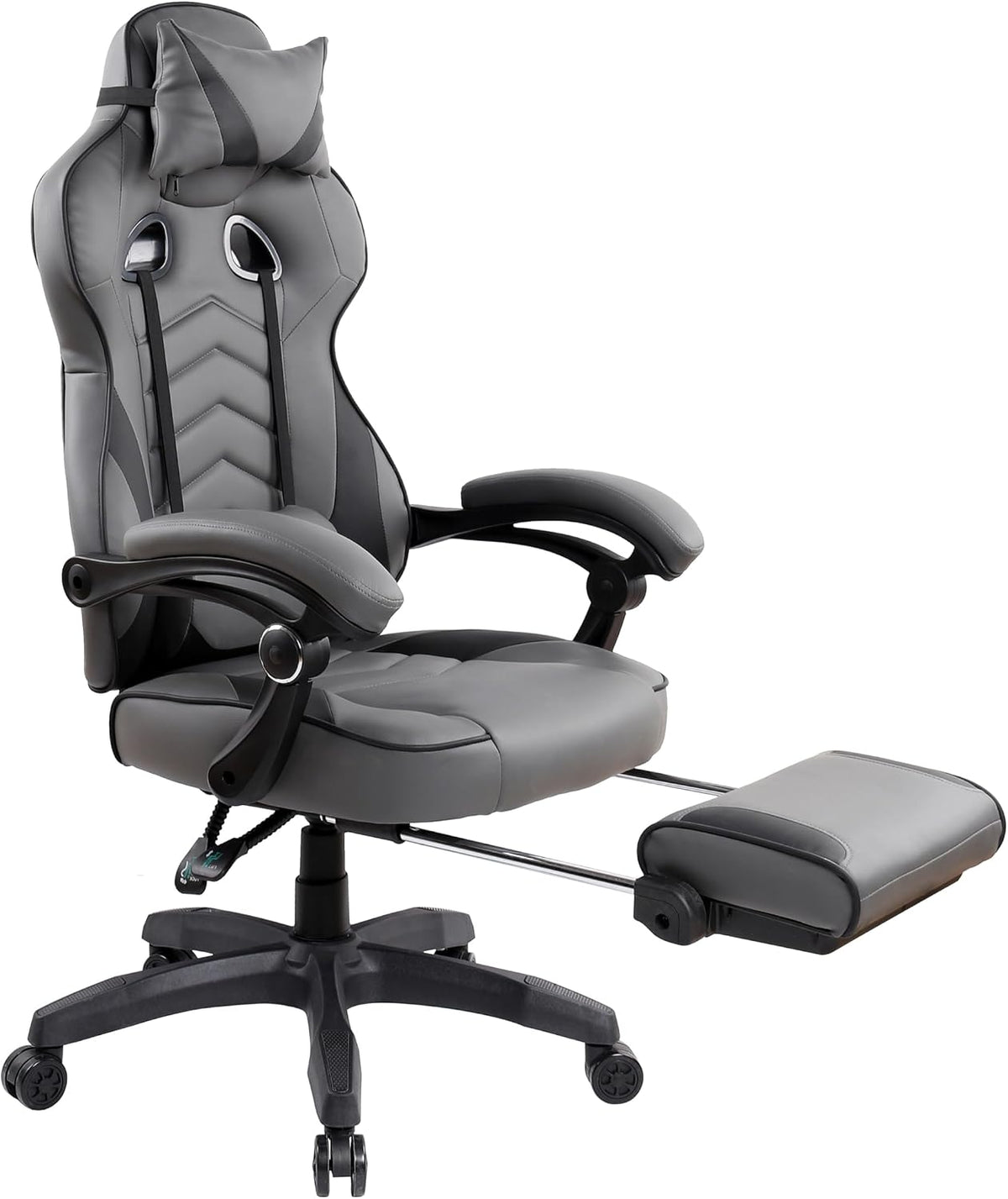Techni Mobili Executive Gaming Chair with Footrest, 150° Reclining, Grey
