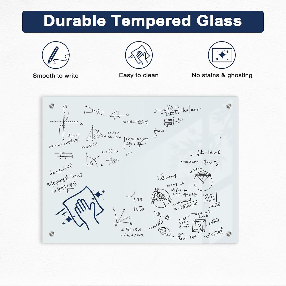 Magnetic Glass Whiteboard, 24" x 18", Frameless Wall Mount, Normal ...
