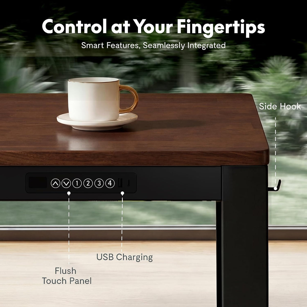 FLEXISPOT 4-Leg Standing Desk, A Complete Workplace System, Walnut