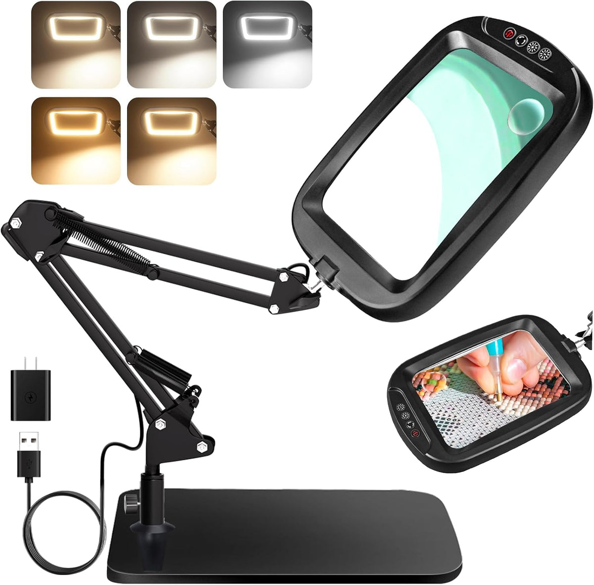 10X 30X Extra Large Magnifying Glass with Light and Stand 7-inch