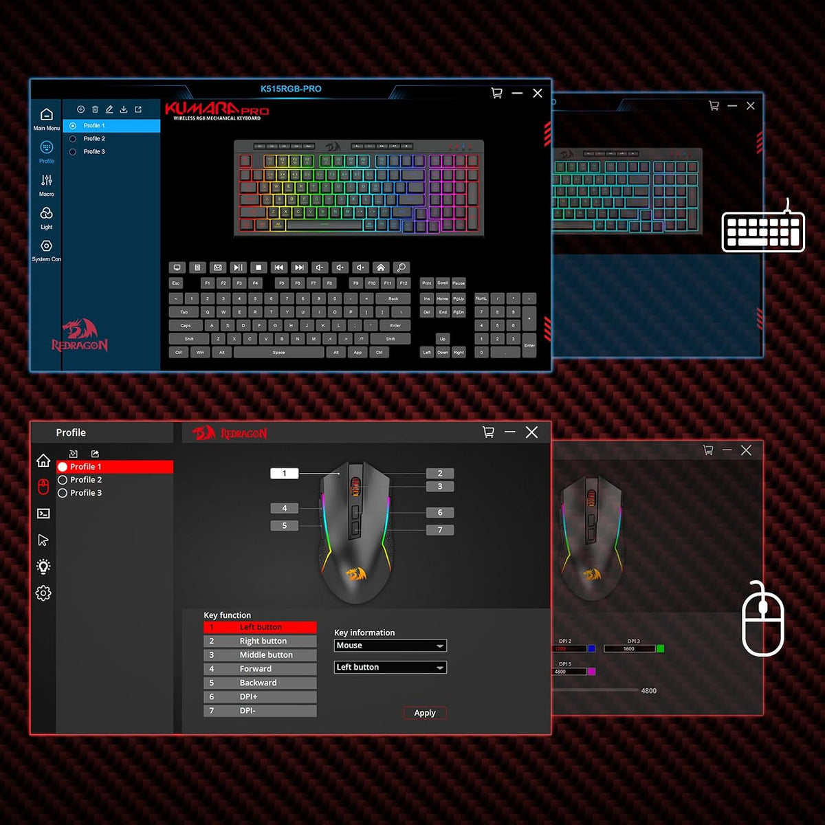 Redragon S142 Combo, K515 PRO Membrane Gaming Keyboard, M693 4800 DPI Mouse