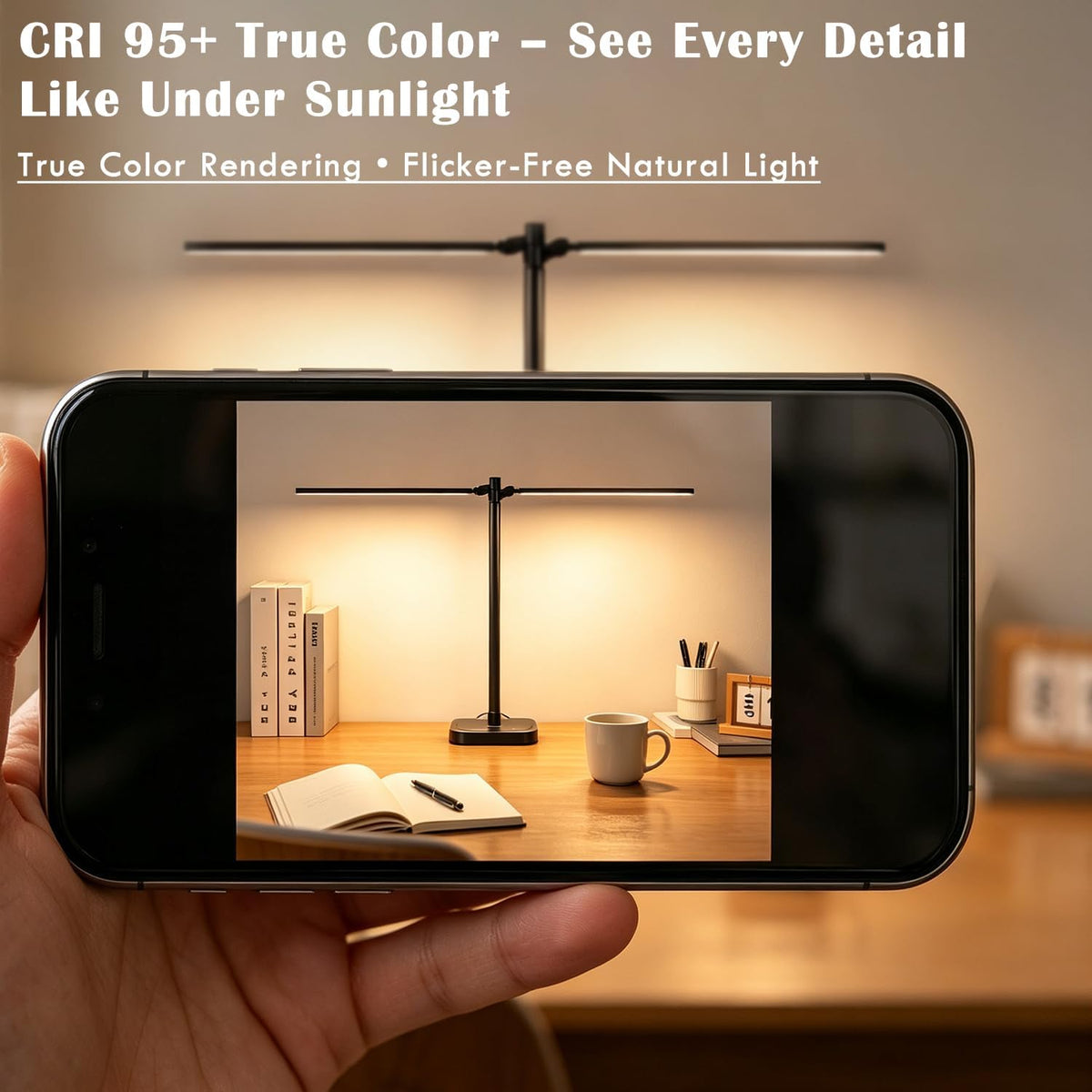 BOHON Desk Lamp for Home Office Dual Head 24W Swing Arm Task Lamp Black