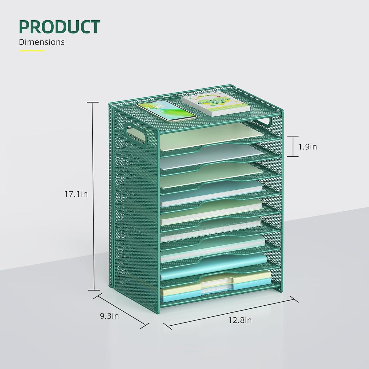 OUTWOLF 10 Tier Paper Organizer - Letter Tray Mesh Desk File Organizer with H...