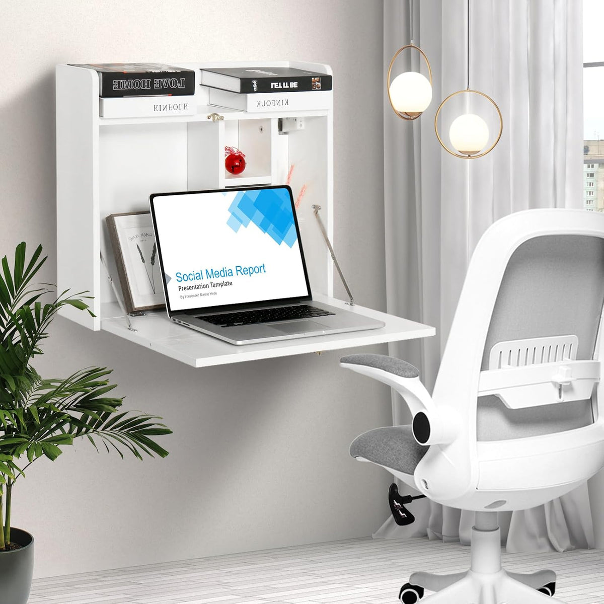 YUSING Wall Mounted Table, Multifunctional Fold Down Wall Mounted Laptop Comp...