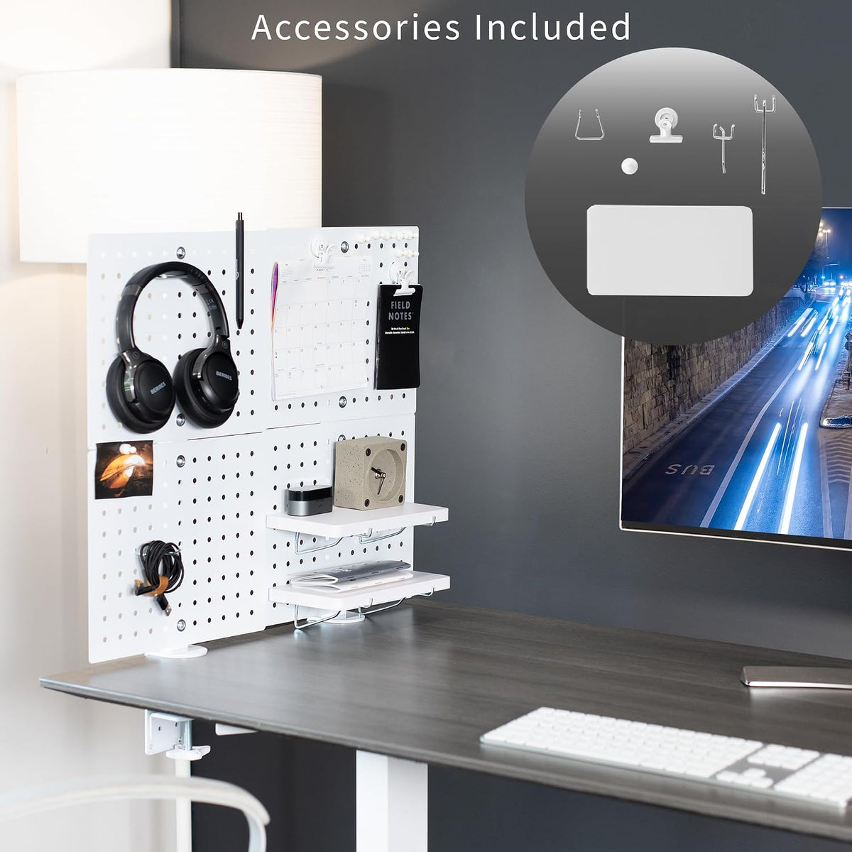 VIVO White Clamp-on 20 x 24 inch Desk Pegboard, PP-DK24W