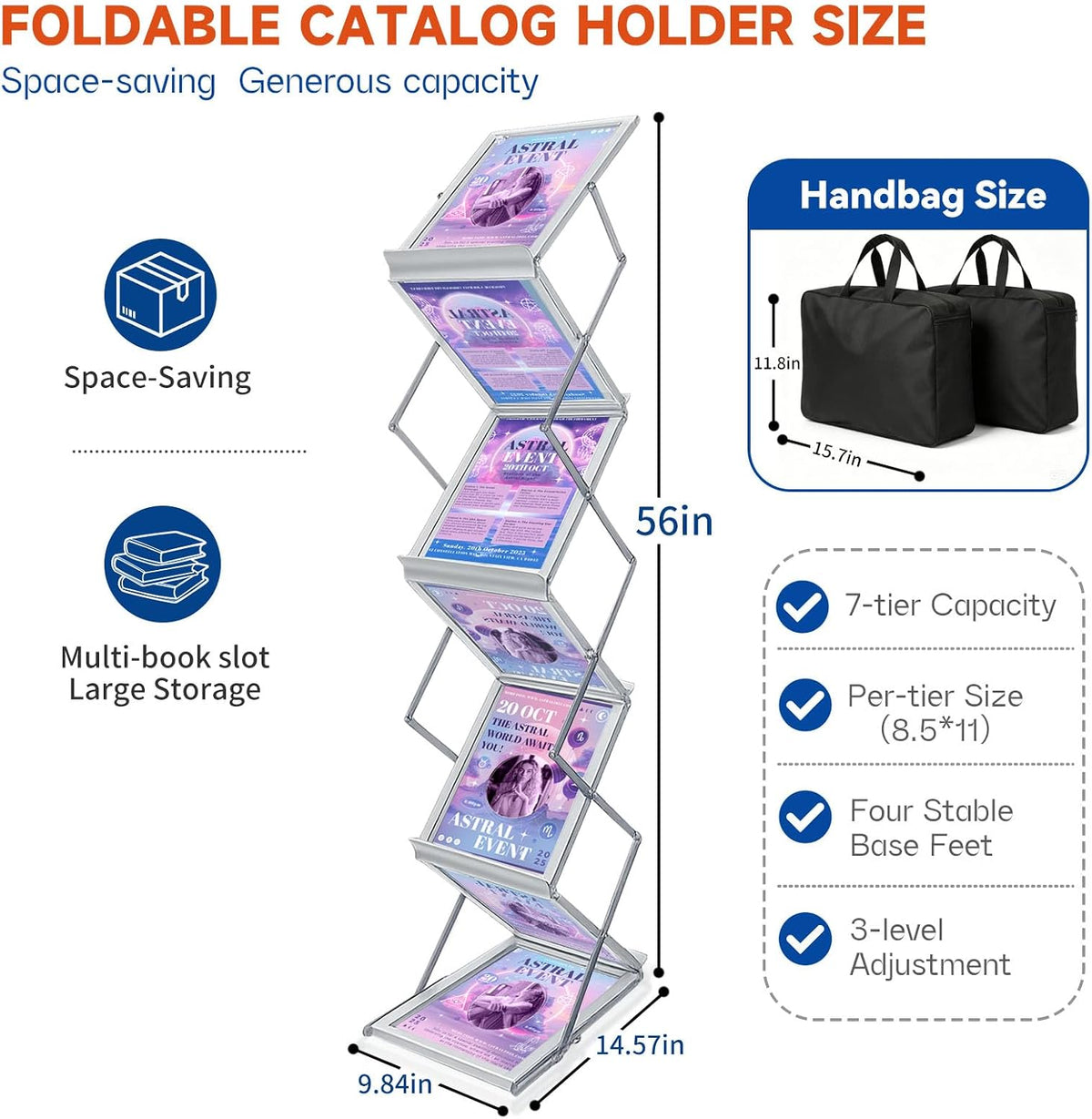 Brochure Display Stand, Magazine Literature Rack, 1-Pack Silver