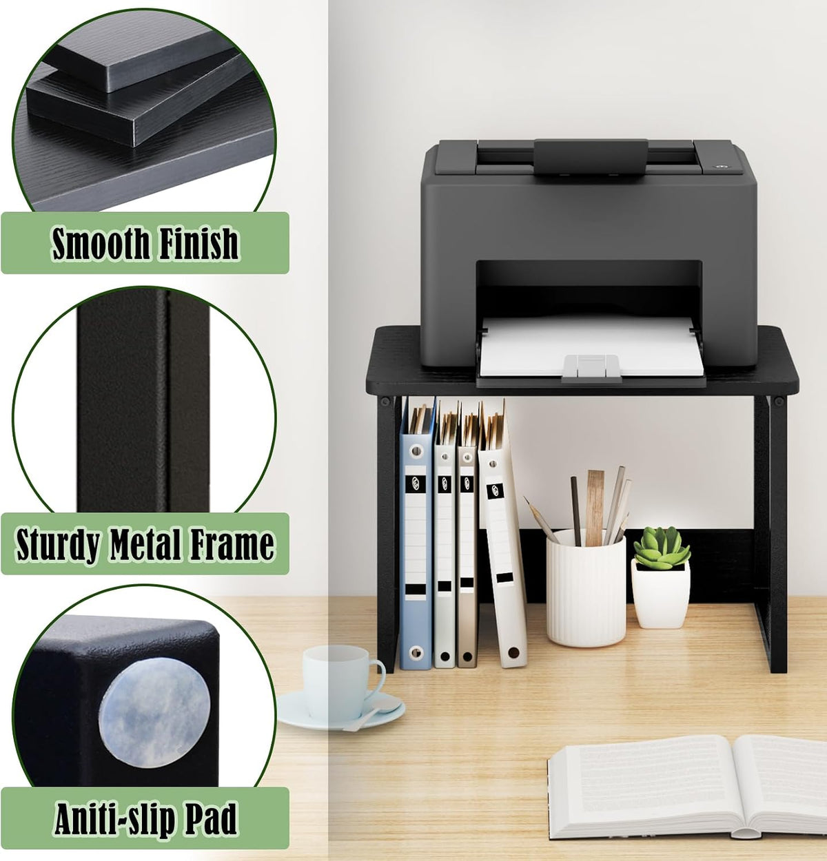 Printer Stand for Desk, 17.1"x12.4" Desktop Printer Stand Shelf Org...