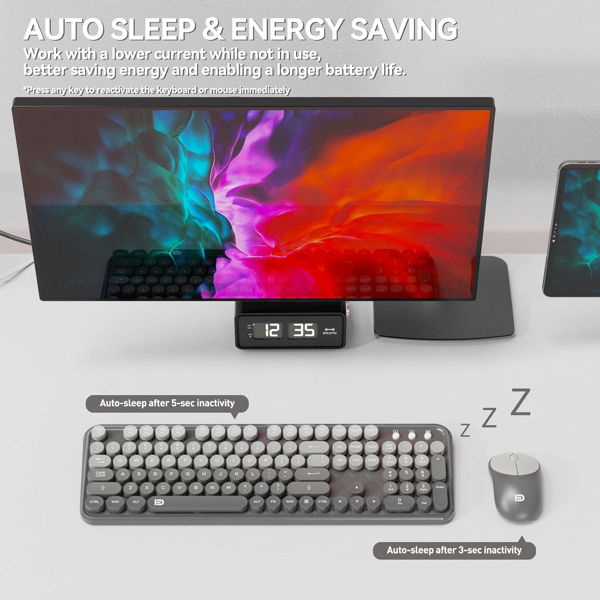 FOPETT Wireless Keyboard and Mouse Combo - Cute Colorful Mouse and Keyboard 2...