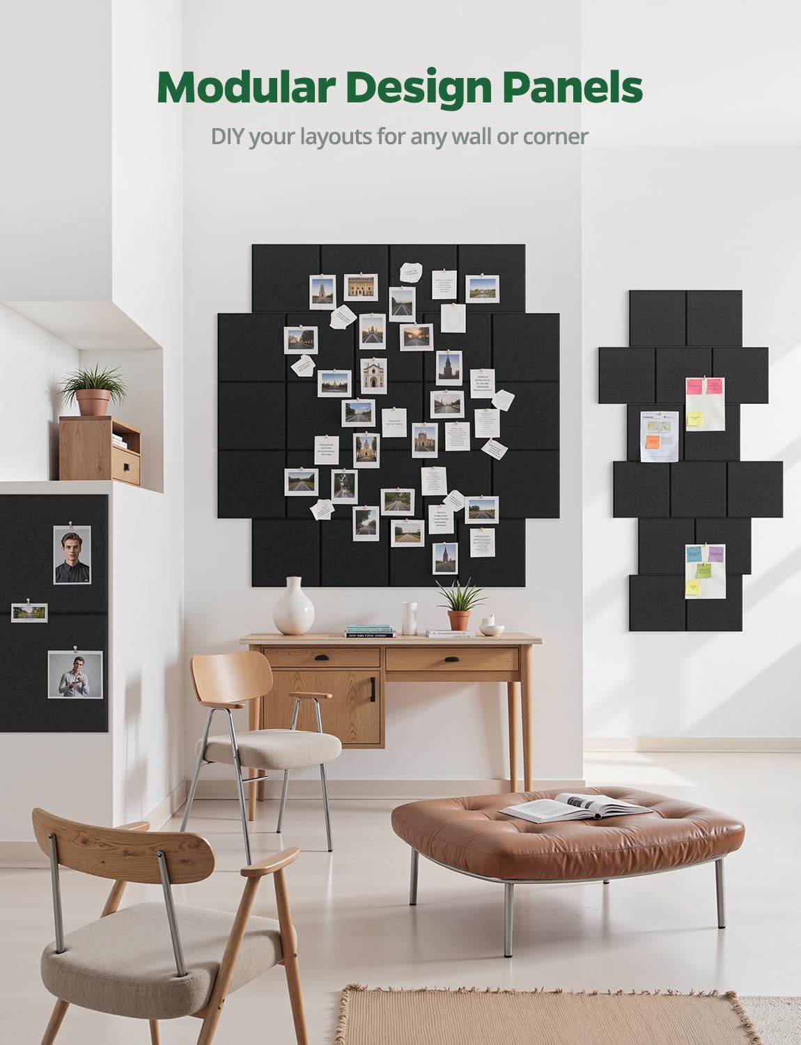 Large Bulletin Board 48" x 36", 12 Pack Blcak Cork Boards for Walls...