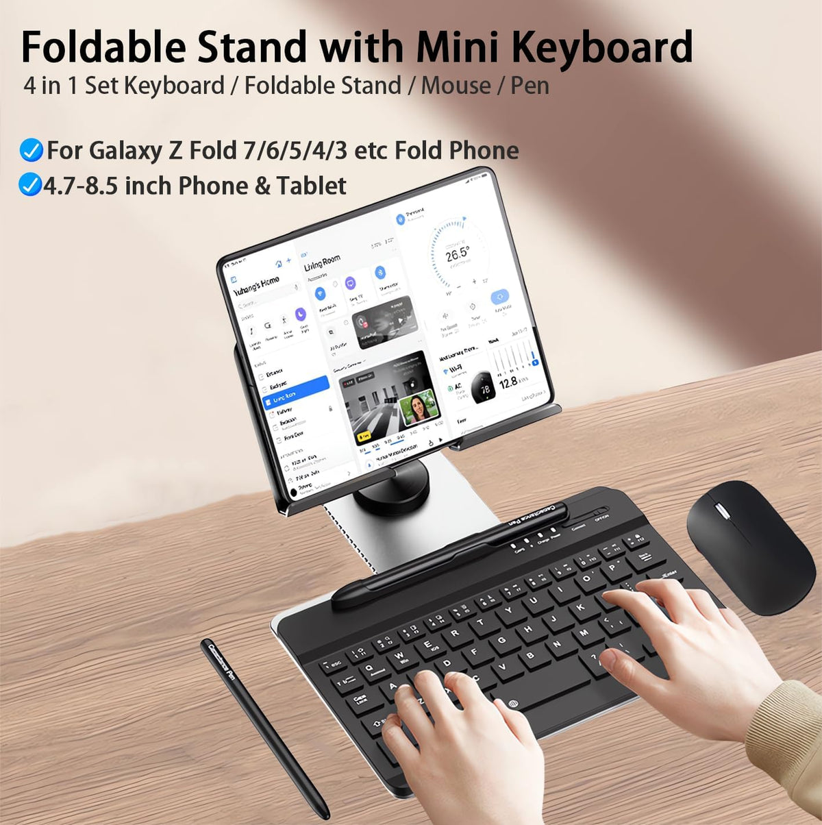 for Samsung Galaxy Z Fold 8 Ultra/Fold8 Wide/7/6/5 Stand and Keyboard Combo