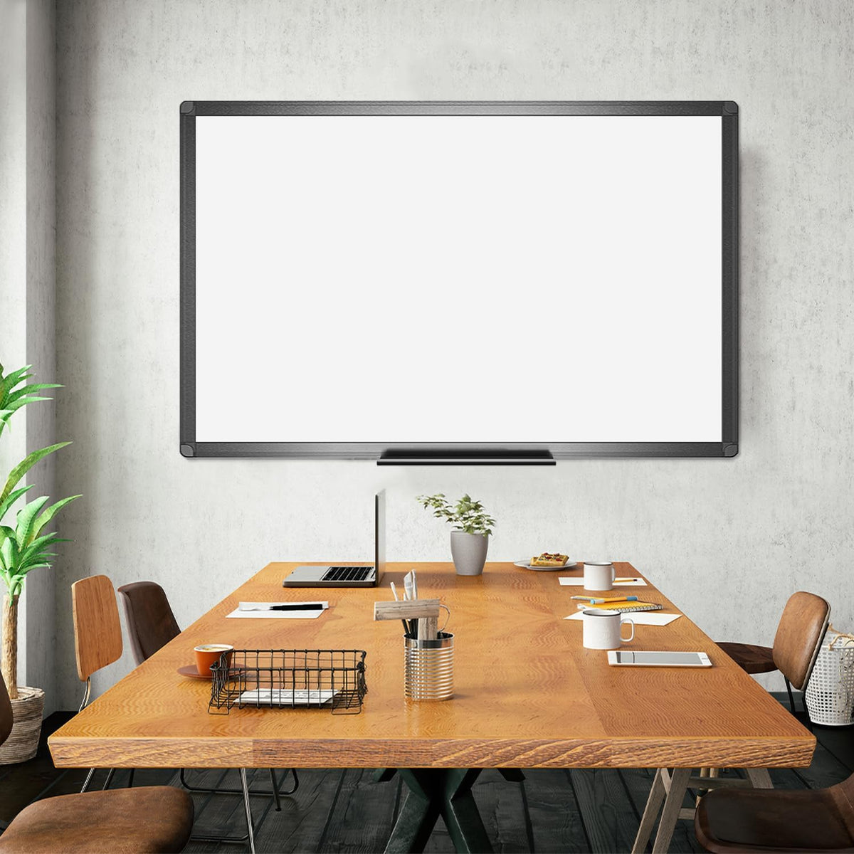 VIZ-PRO Magnetic Dry Erase Board, 48 x 36 Inches, Black Aluminium Frame