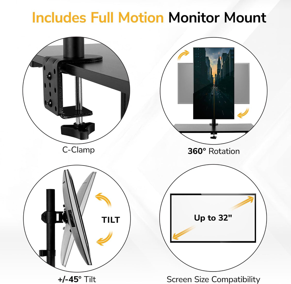 Mount-It! Mobile Computer Cart with Monitor Mount for Screen up to 32", ...