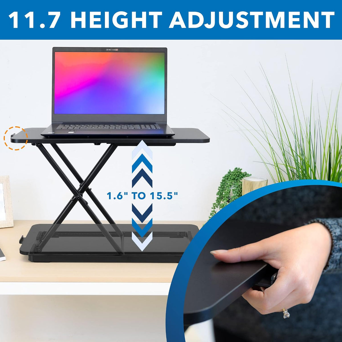 Mount-It! Standing Keyboard Tray, Sit to Stand 1.7-15.6 in, 23.6 in