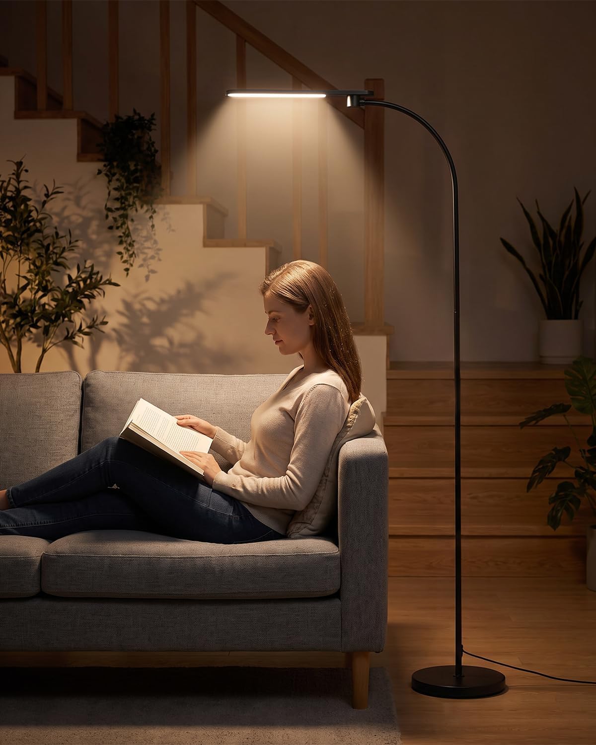 Honeywell LED Floor Lamp, CRI97 Full Spectrum, Dimmable Reading Lamp 77"