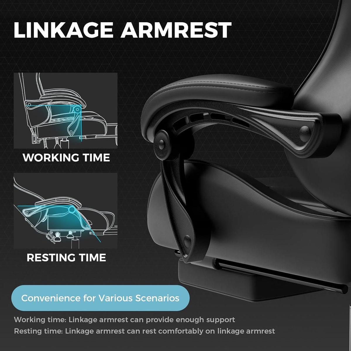 GTPLAYER Gaming Chair, Computer Chair with Footrest and Lumbar Support, Heigh...