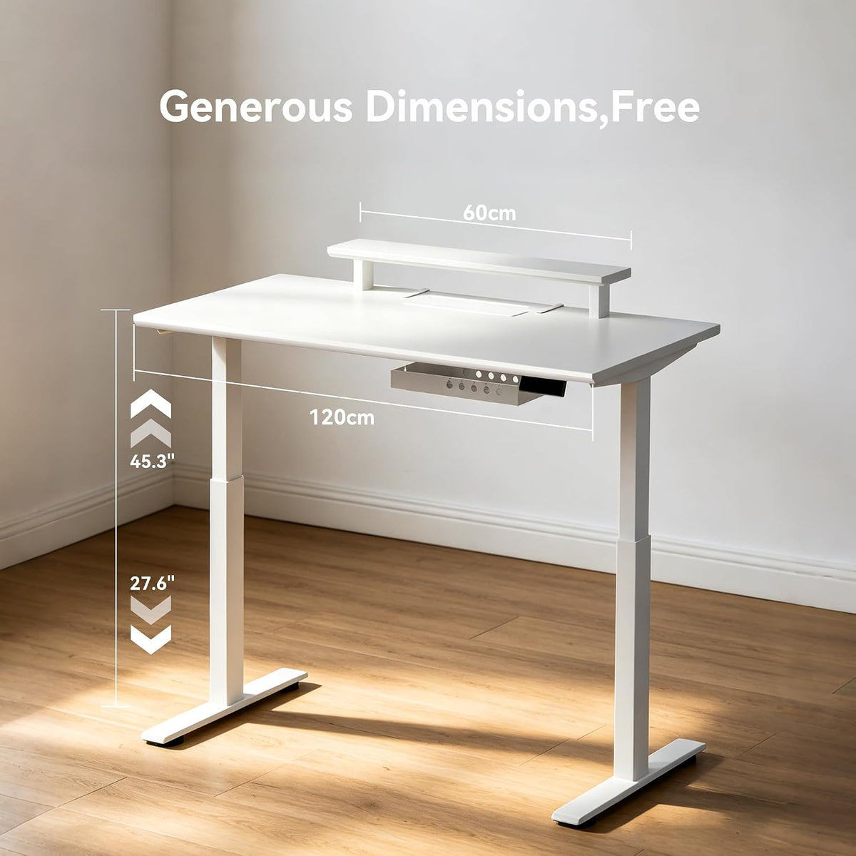 Electric Standing Desk 47.2" x 23.6", White Height Adjustable Sit S...