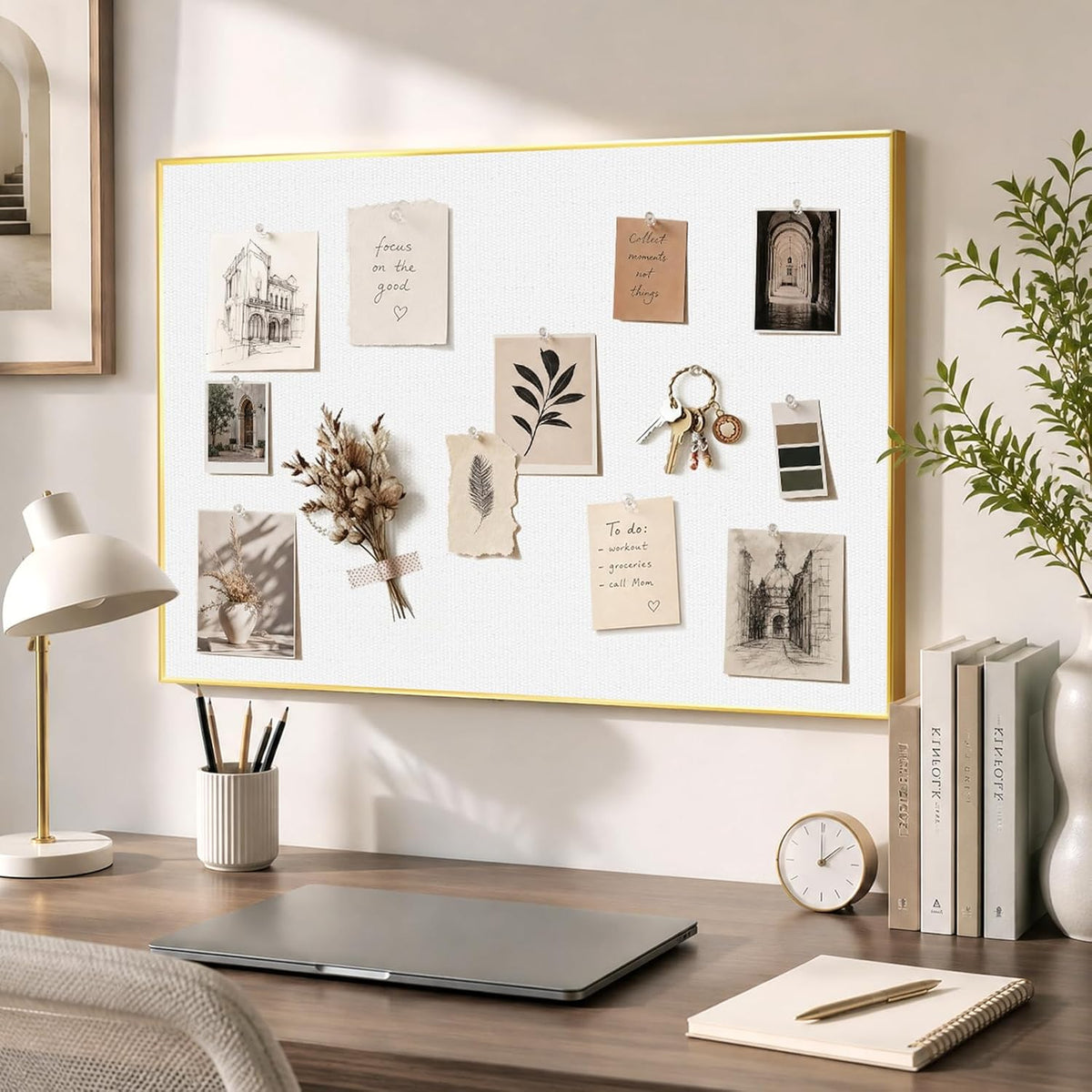 Linen Bulletin Board, 24"x18" Decorative Fabric Pin Board Vision Board