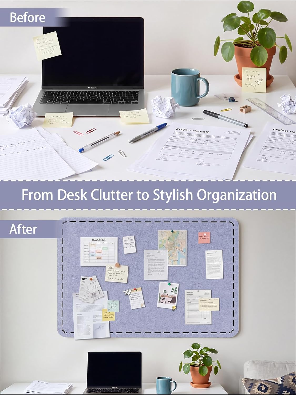 Stitched Bulletin Board 36 x 24 Inches Cork Board Alternative for Wall