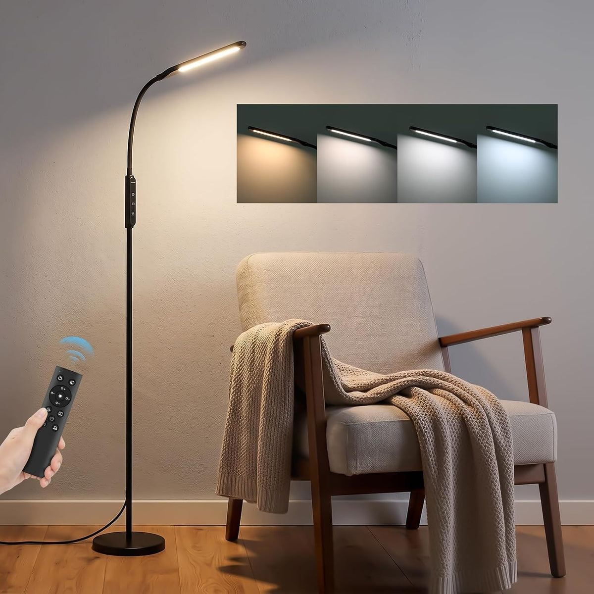 LASTAR LED Floor Lamp with Remote, Standing Reading Lamp 4 Color Temperatures...