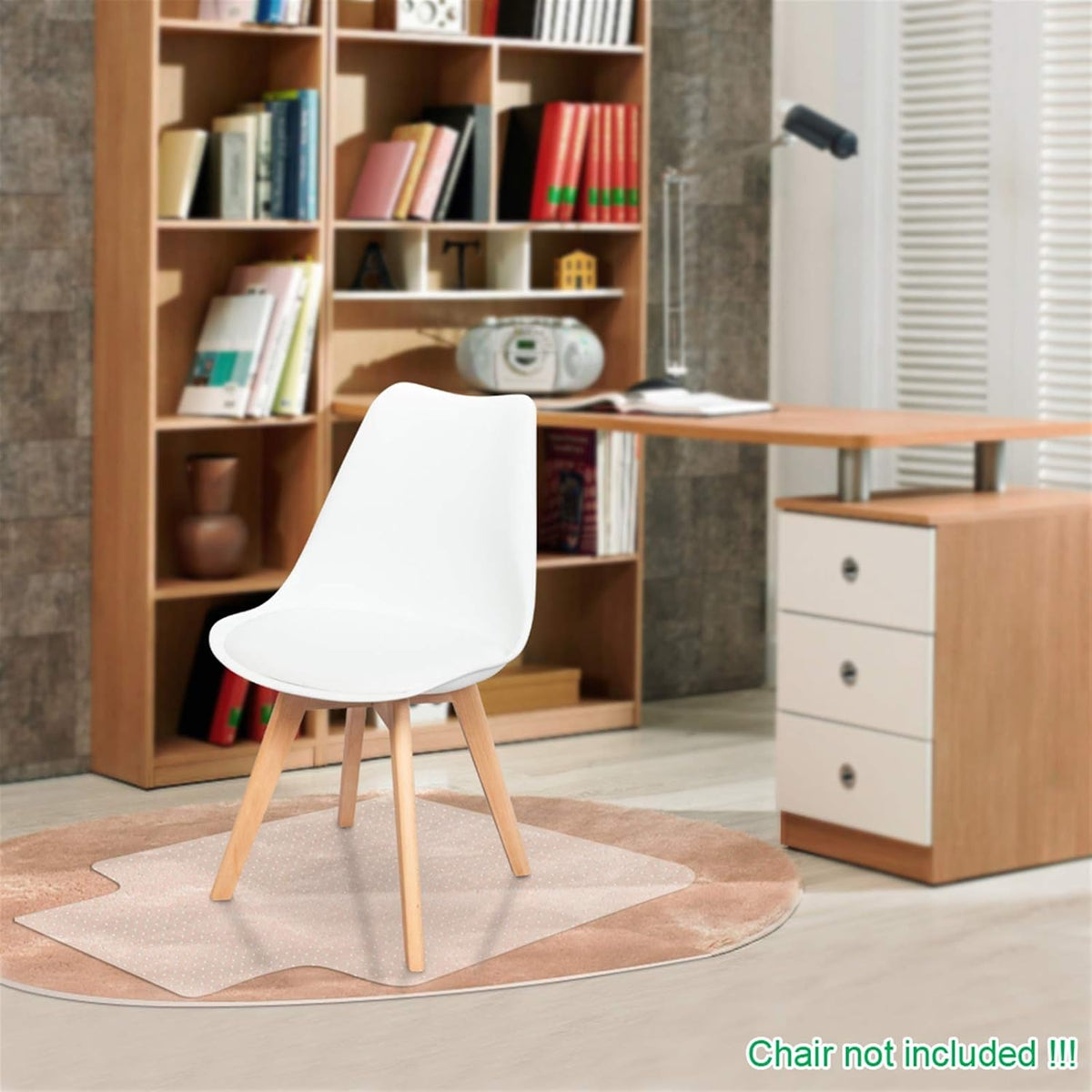 Transparent PVC Chair Mat with Lip for Carpet, 36"x48"