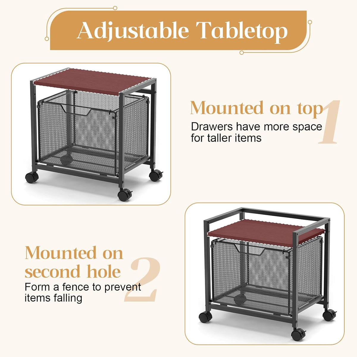 JKsmart Under Desk Storage, Printer Stand with Drawer, Rolling File Cabinet w...