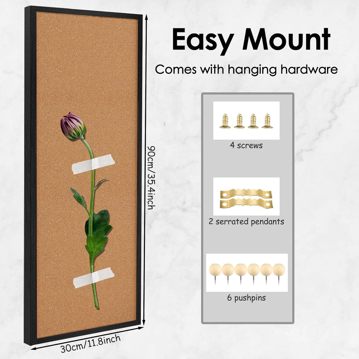 TORASO Cork Board Bulletin Board, Corkboard for Walls with Black Frame, Large...
