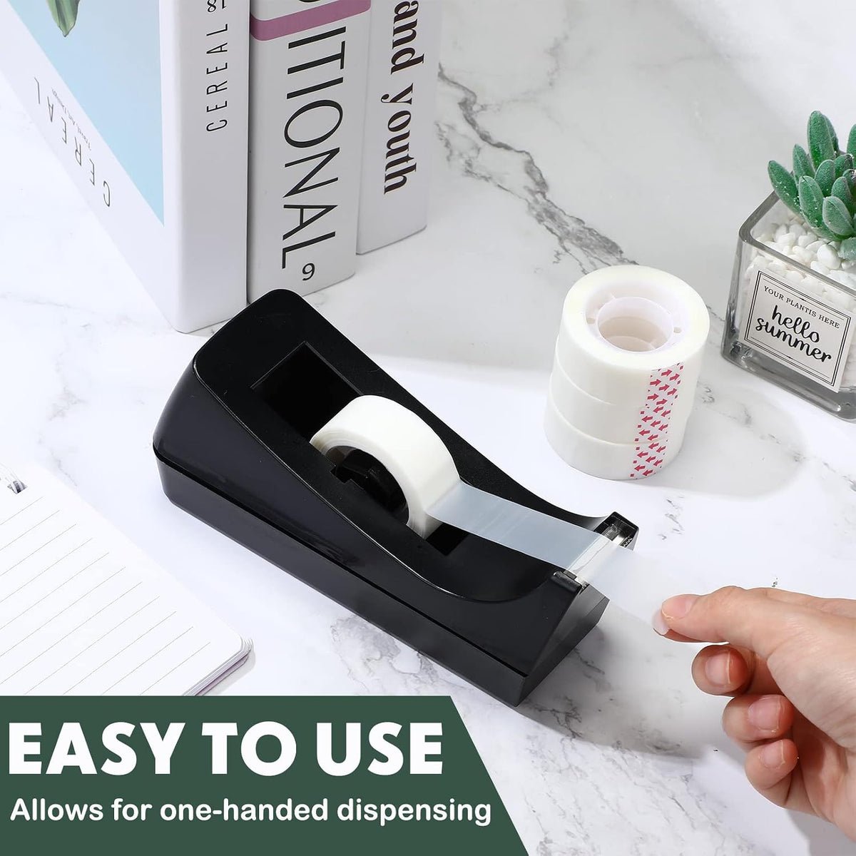 Yahenda 18 Pack Tape Dispenser, 20 Refills Weighted Non Skid,Black