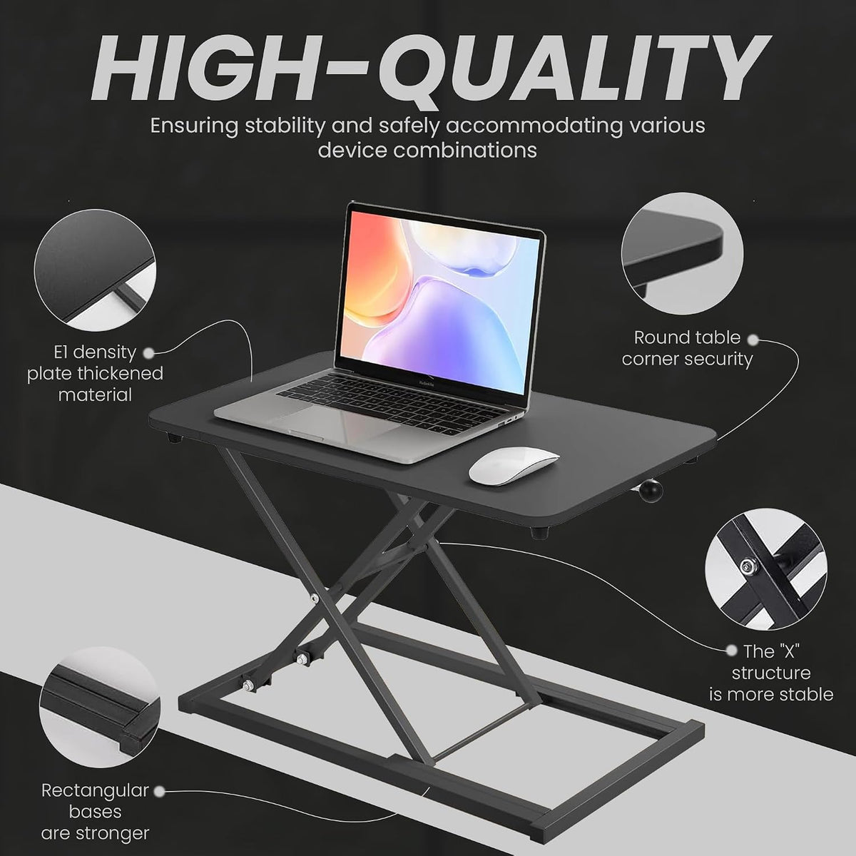 Standing Desk Converter 23.6" x 13.4", Adjustable Height 2.4"–...