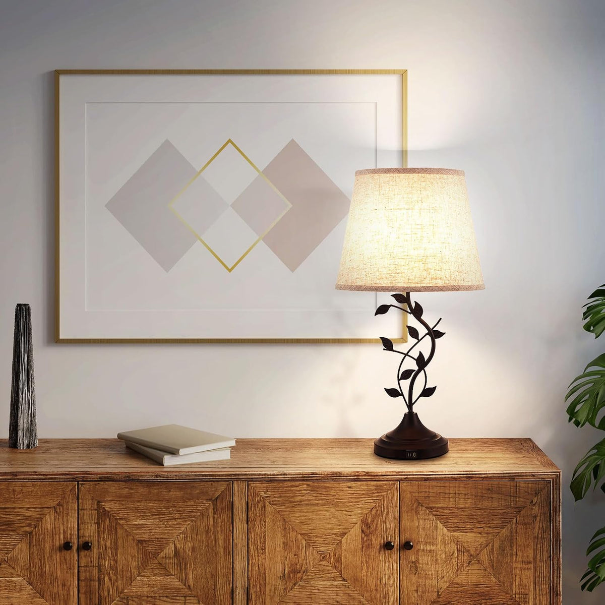 Kakanuo Table Lamp for Living Room, Bedside Lamp for Bedroom, Rustic Lamp