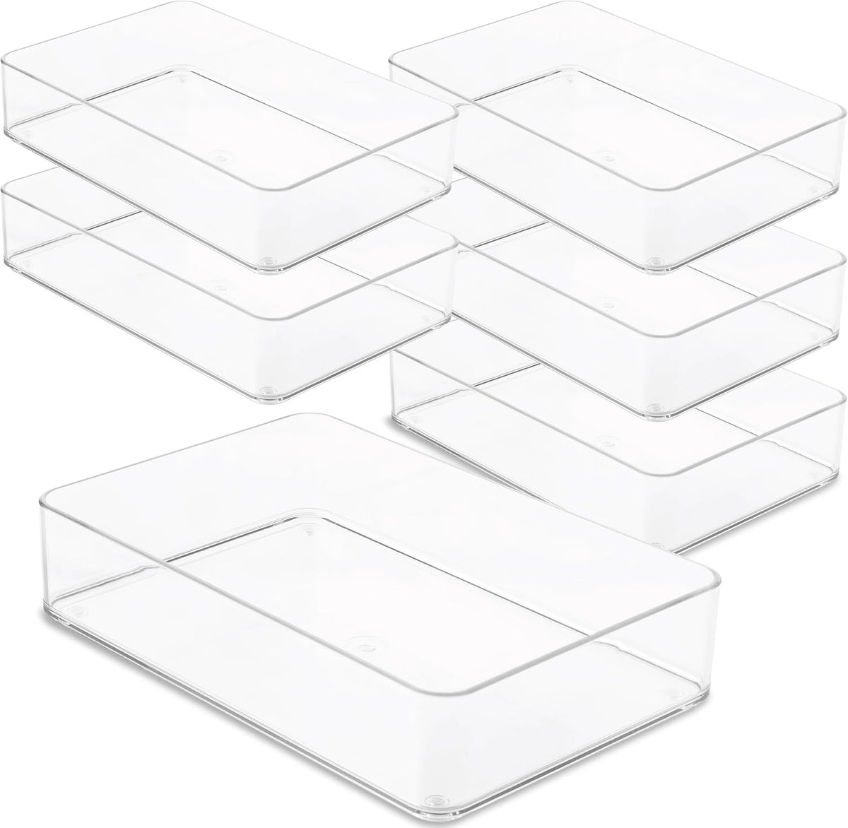 primebox Plastic Clear Drawer Organizers. Bathroom. Kitchen, Bedroom, Utensil...