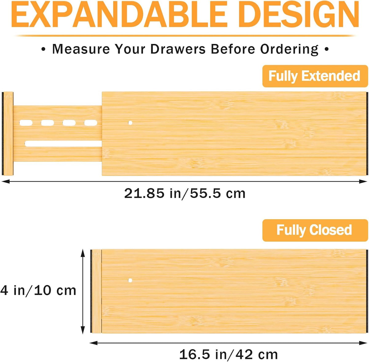 Bamboo Drawer Dividers, 4" High Drawer Organizers for Clothes/Utensils
