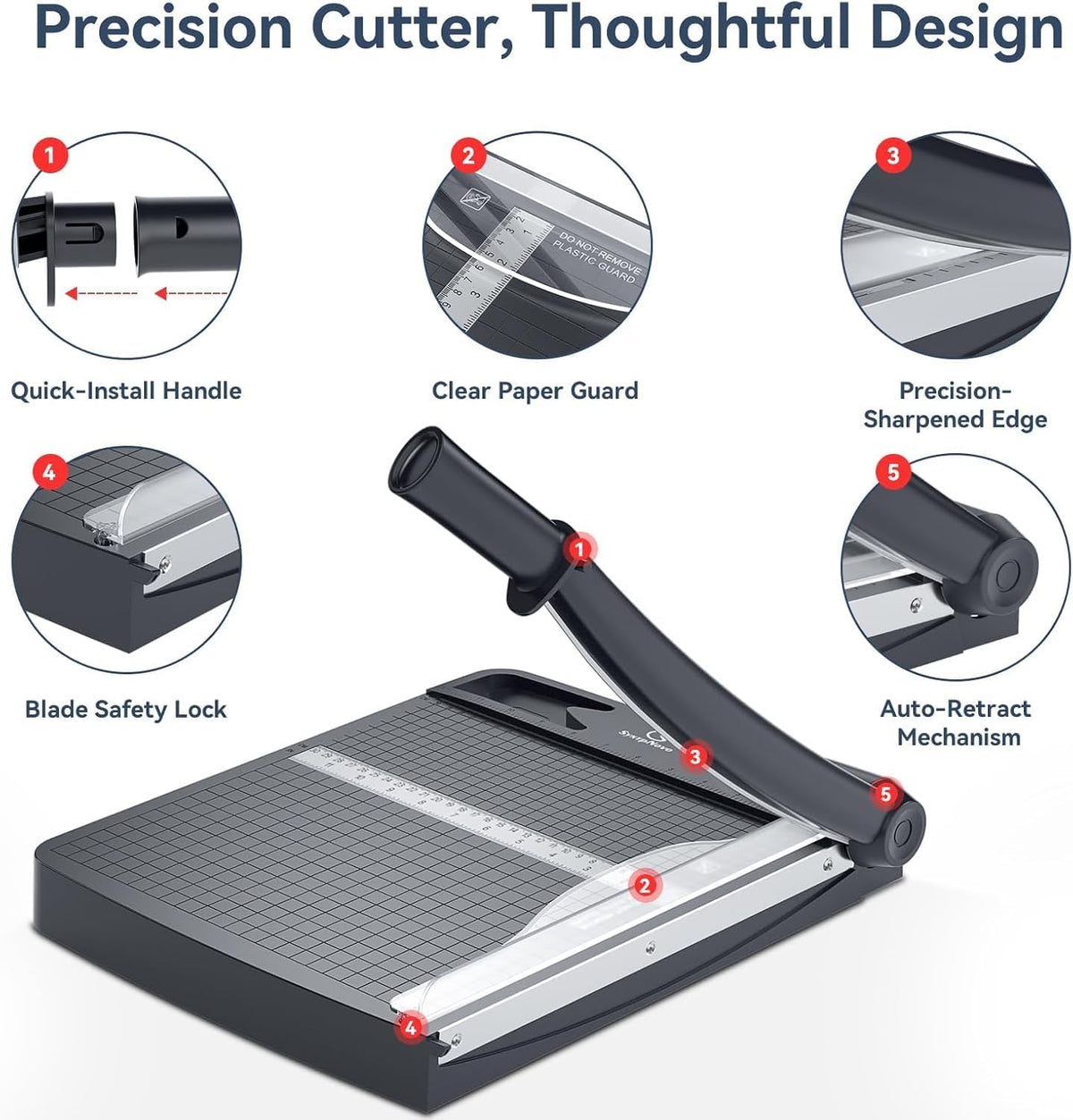 12 Inch Heavy Duty Paper Cutter, 12-16 Sheets Capacity Guillotine Paper Cutte...