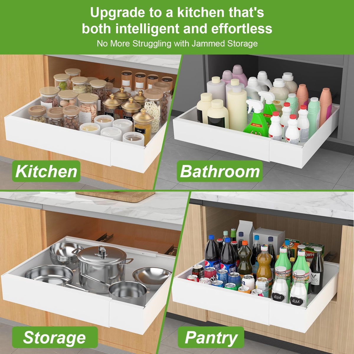 ANTOWIN 2-Pack Expandable Pull Out Cabinet Organizer 21"Deep(12.2"-...